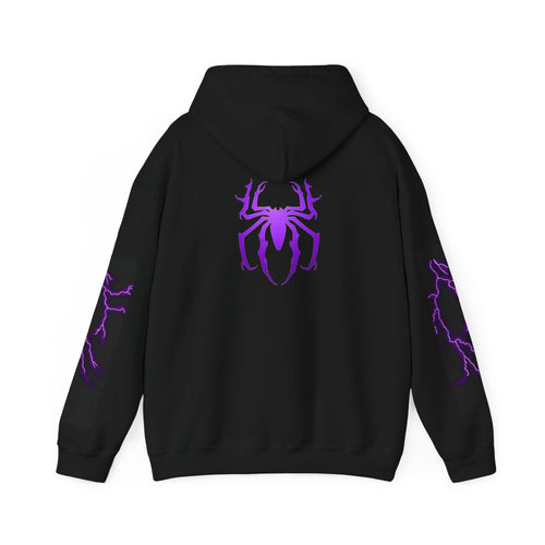 Purple Spider Emblem Hoodie | Lightning Sleeve Graphic