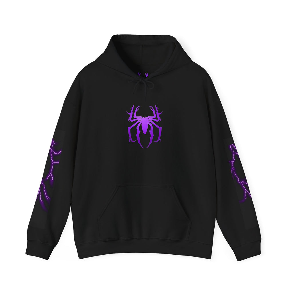 Purple Spider Emblem Hoodie | Lightning Sleeve Graphic